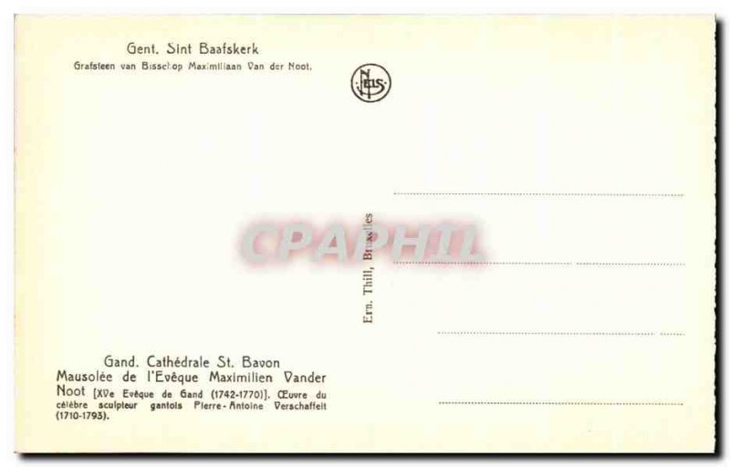 Old Postcard Gent St Bavo Cathedral Mausoleum of Bishop Maximilian Vander