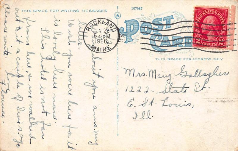 Sam-O-Set Hotel, Rockland, Maine, Early Postcard, Used in 1926