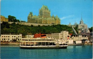 Vtg Le bateau passeur Radisson devant Quebec Canada 1950s Ferry Boat Postcard