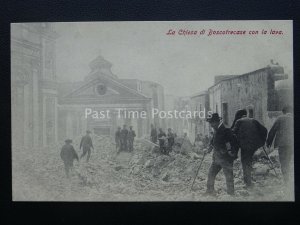 Vesuvius Eruzione del Vesuvio CHURCH OF BOSCOTRECASE - LAVA Naples c1906 RARE PC