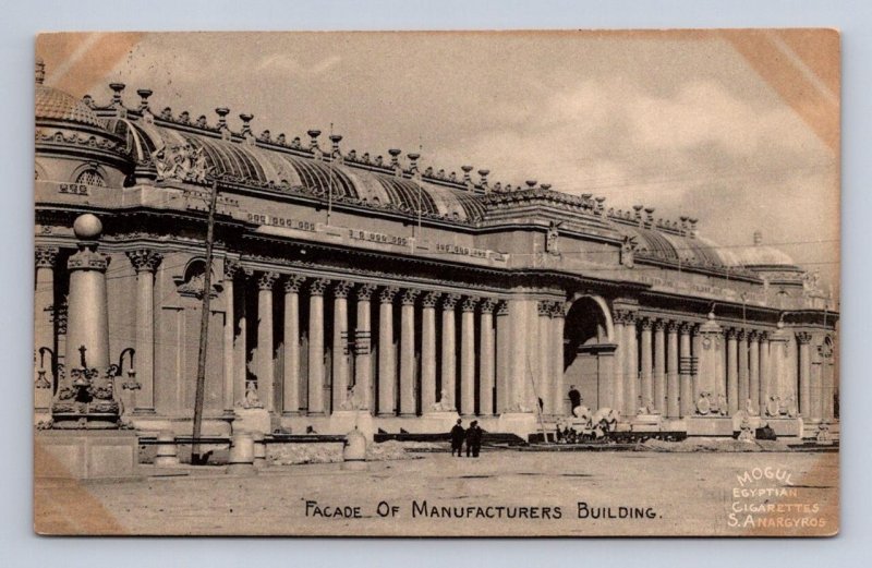 ST. LOUIS WORLD'S FAIR FACADE MFG BLDG MOGUL EGYPTIAN CIGARETTES POSTCARD 1905
