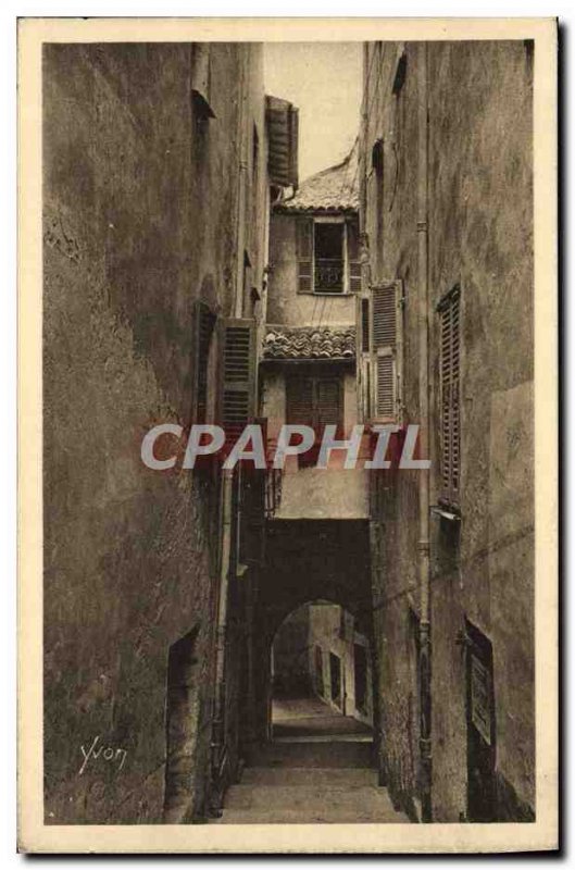 Old Postcard Villefranche the dark street