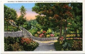 Stairway to the Observation Tower Washington Park Michigan City IN Indiana Linen