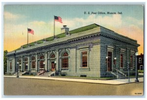 1944 U.S. Post Office Exterior Building Muncie Indiana Vintage Antique Postcard