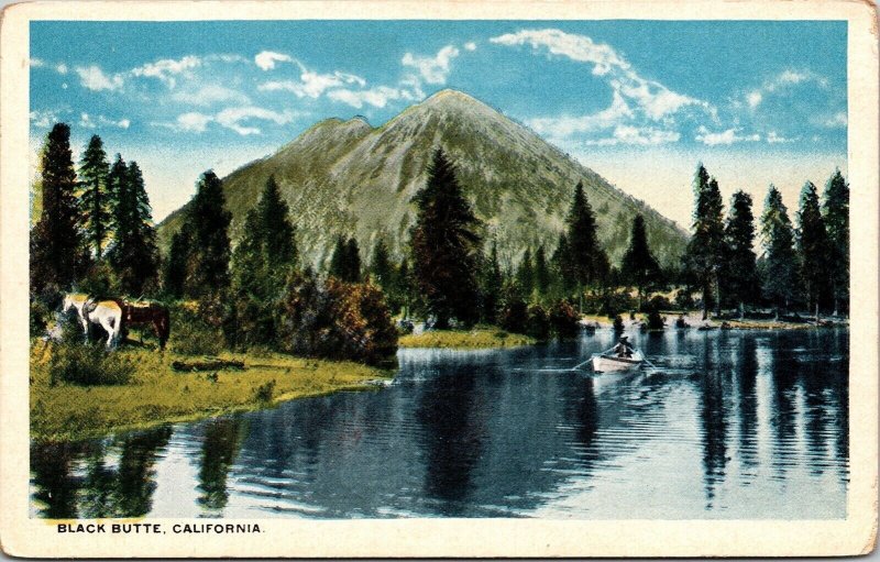 Clack Butte California CA WB Postcard UNP VTG Unused Vintage Boat Mountains 