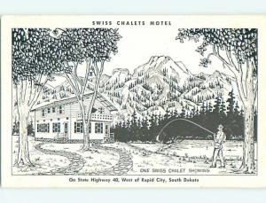 Unused 1950's SWISS CHALETS MOTEL Rapid City South Dakota SD u3840