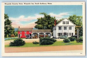 Sudbury Massachusetts Postcard Wayside Country Store Wayside Inn c1940 Vintage