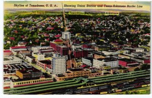 13712 Skyline of Texarkana, Union Station & Texas-Arkansas Border Line 1945