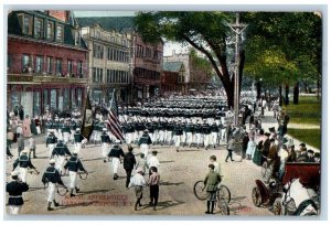Newport Rhode Island RI Postcard Naval Apprentices Parade Horse Carriage c1910