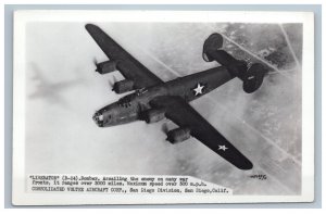 Liberator B-24 Bomber Consolidated Vultee Real Photo Postcard RPPC WJ Gray EKC