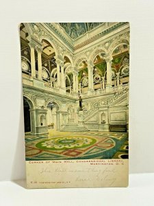 c.1900 Main Hall Congressional Library Washington D.C. Vtg Postcard Illustrated