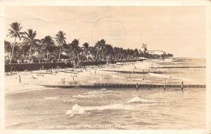 Palm Beach Florida Winter Bathing Beach Scene Real Photo Postcard AA68557