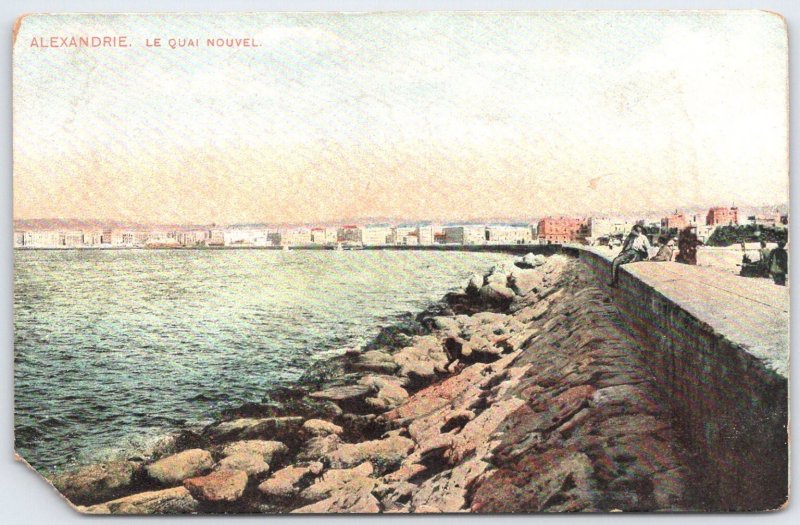 Vintage Alexandria Le Quai Nouvel Postcard by Lichtenstern & Harari Cairo