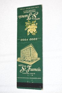 Hotel St. Francis Canton Ohio 20 Strike Matchbook Cover