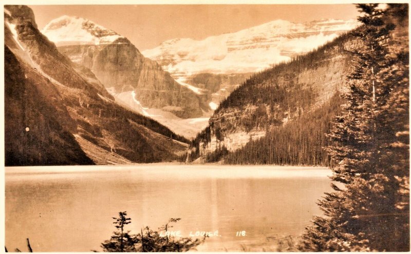 VINTAGE POSTCARD LAKE LOUISE ALBERTA REAL PHOTO BY BYRON HARMON 1890-1906