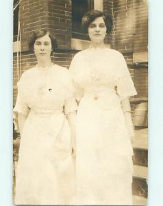 Pre-1918 rppc TWO PRETTY GIRLS IN WHITE DRESSES r5815