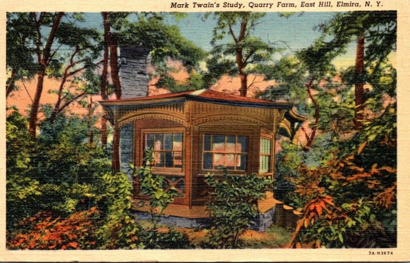 New York Elmira East Hill Quarry Farm Mark Twain's Study 1950 Curteich