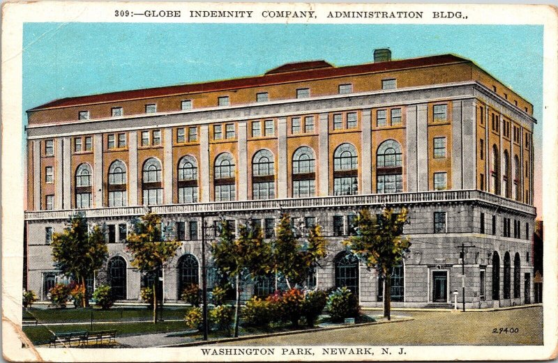 Globe Indemnity Company Adminstration Building Washington Park NJ Postcard UNP 