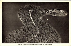 MO, Missouri DUCKHEAD POINT~LAKE OF THE OZARKS Cabins~Docks AERIAL 1942 Postcard