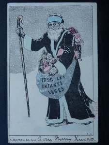 French Christmas Greeting FATHER CHRISTMAS Pour Les Enfants Sages c1908 Postcard