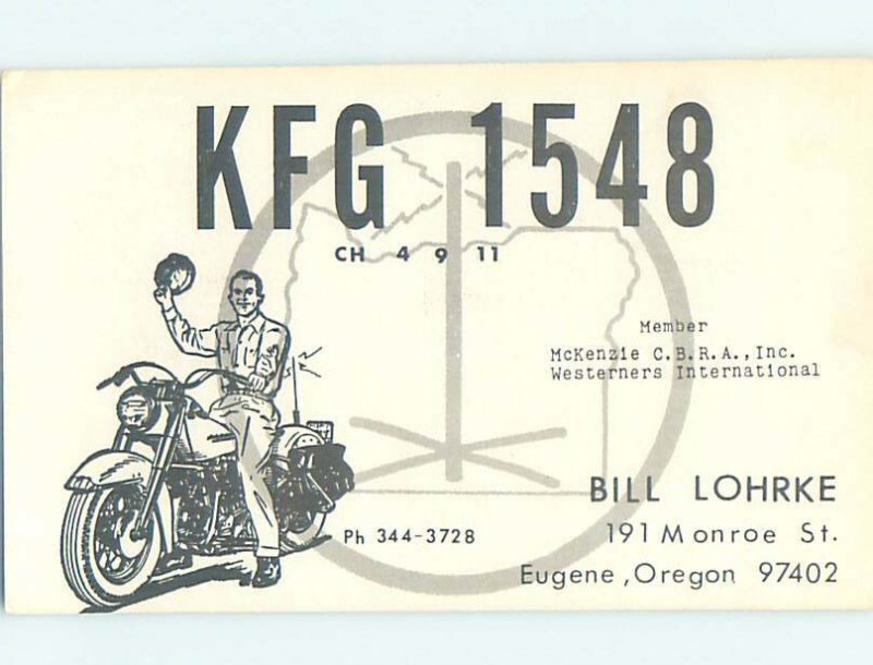 Pre-1980 RADIO CARD - CB HAM OR QSL Eugene Oregon OR AH1841