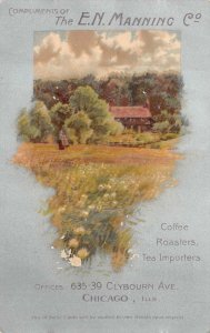 CHICAGO ILLINOIS E.N. MANNING COFFEE TEA FARM VIEW HTL ADVERTISING POSTCARD