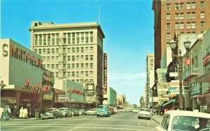 San Jose CA First Street Storefronts Old Cars Postcard