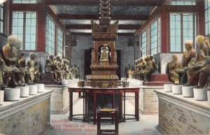 THE TEMPLE OF THE FIVE HUNDRED GENII CANTON CHINA POSTCARD (c. 1910)