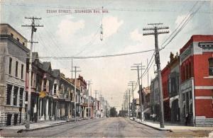 Sturgeon Bay Wisconsin business district Cedar Street antique pc Y11631