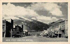 HAMILTON, Montana MT   MAIN STREET Scene  ca 1930s  Ravalli County Postcard