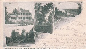 Postcard Black Hawk's Watch Tower Rock Island IL