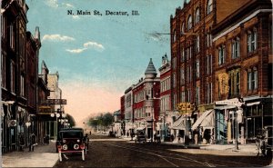 Postcard North Main Street in Decatur, Illinois