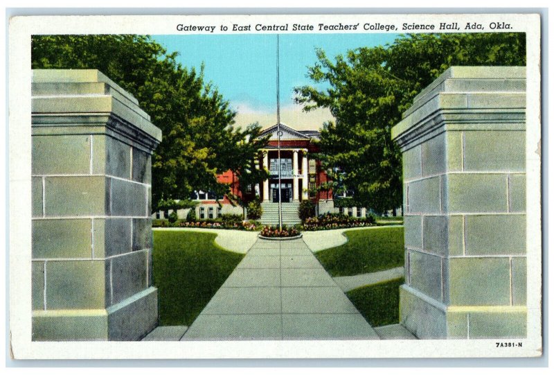 c1930's East Central State Teachers College Science Hall Ada OK Postcard