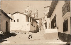 Taxco Mexico RPPC Street Scene Men Beautiful Buildings Real Photo Postcard Z22