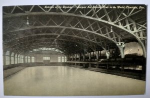 Elysium Ice Skating Rink Interior Cleveland Ohio 1910c postcard