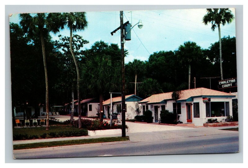 Vintage 1956 Advertising Postcard Carleton Court Motel Holly Hill Florida