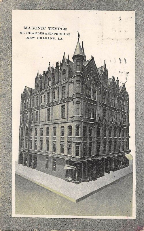 New Orleans Louisiana Masonic Temple, St. Charles & Perdido,Divided Back PC U887