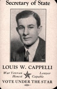 1930 Rhode Island  Secretary of State  Louis W. Cappelli  Ink Blotter Trade Card