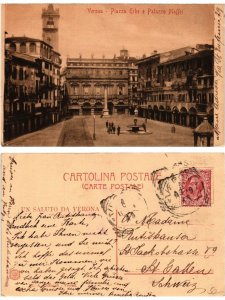 CPA VERONA Piazza Erbe e Palazzo Maffei . ITALY (492990)