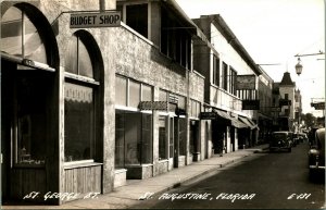 RPPC Saint George Street View Cars Saint St Augustine Florida FL UNP Postcard