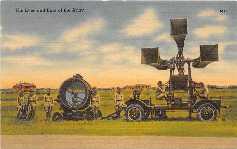 Searchlight Listening Device US Army Military World War II postcard