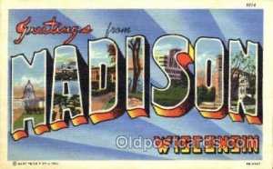 Greetings From Madison, Wisconsin, USA Large Letter Town Unused 