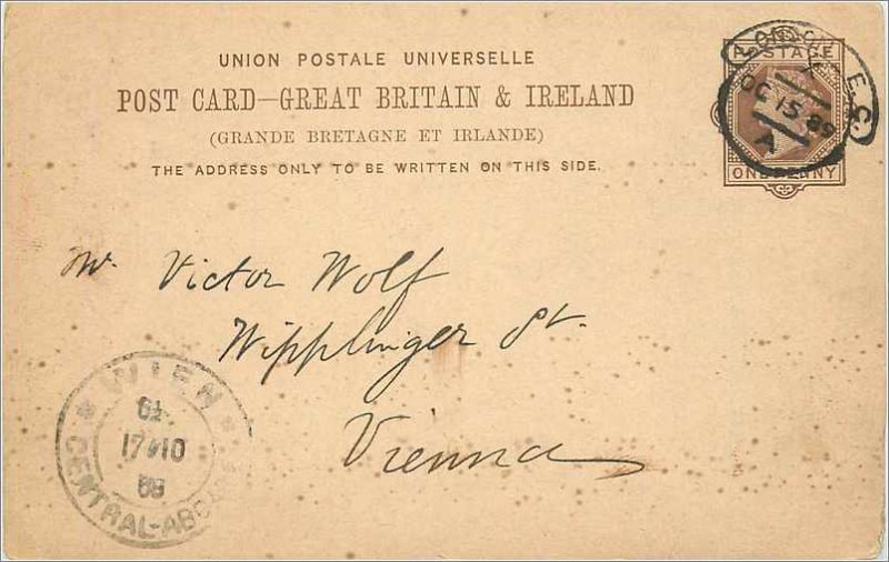 Entier Postal Stationery Postal Great Britain Great Britain 1889 Londo to Vienna