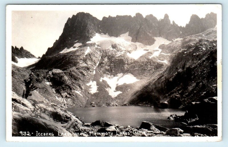 RPPC MAMMOTH LAKES, CA ~ ICEBURG LAKE 1945 Willard photo  Postcard