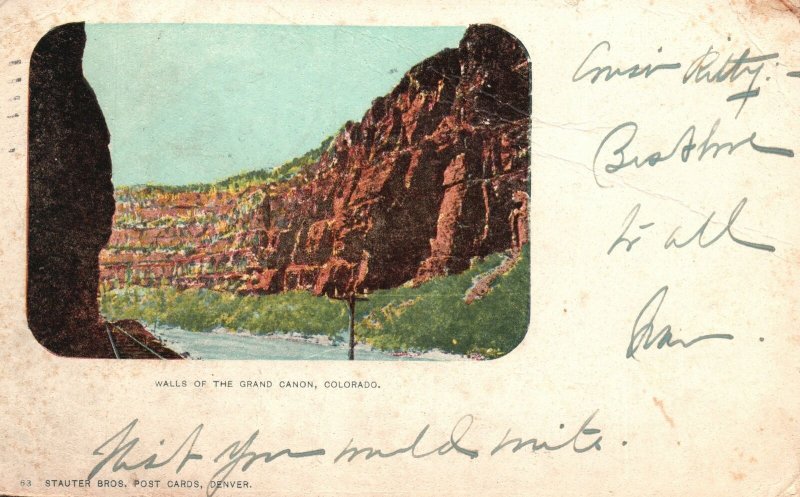 Vintage Postcard 1905 Walls Of The Grand Canon Colorado Stauter Bros Post Card