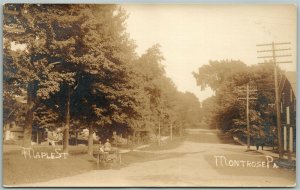 MONTROSE PA MAPLE STREET 1908 ANTIQUE REAL PHOTO POSTCARD RPPC