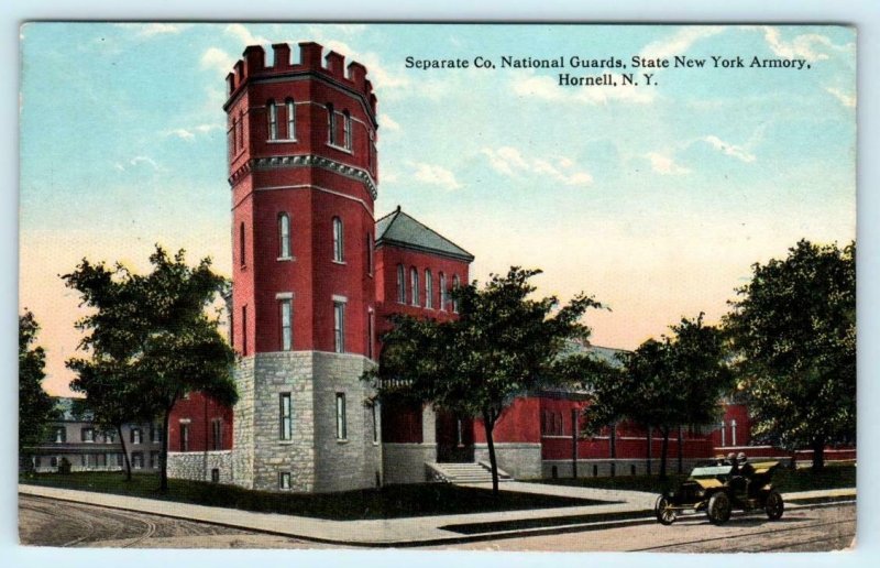 HORNELL, New York NY ~ Separate Company NATIONAL GUARD ARMORY 1913 Postcard