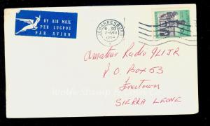 1964 QSL Card  Ham Radio Station ZS6AOW South Afirca to Sierra Leone B1519