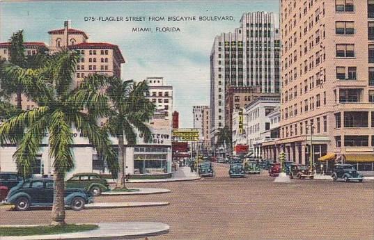 Florida Miami Flagler Street From Biscayne Boulevard