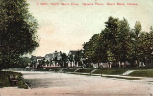 Vintage Postcard 1910 North Shore Drive Navarre Place Houses South Bend Indiana